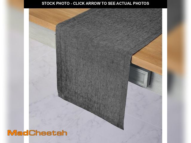 Lot 74-11556835 - Solino Home Linen Table Runner 60 Inch - 100% Pure Linen Charcoal Grey Table Runner 14 x 60 Inch Ide...