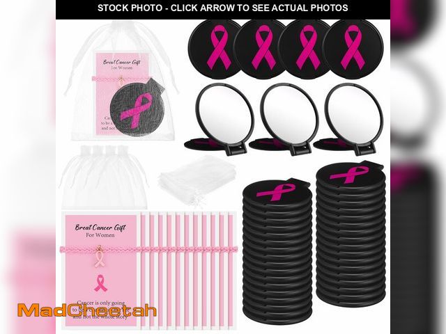 Lot 74-12972458 - Geetery 72 Pcs Breast Cancer Awareness Gifts Set for Women Compact Folding Mirrors, Pink Ribbon Brac...