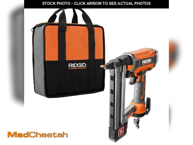 Lot 74-12853063 - (MISSING BAG) RIDGID Pneumatic 18-Gauge 1-1/2 in. Finish Stapler with Contractor's Bag - USED