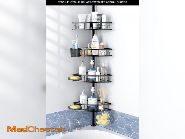Lot 74-12491153 - Aitatty Shower Caddy with Tension Pole: 4 Tier Adjustable Curved Corner Shower Organizer for Bath Es...