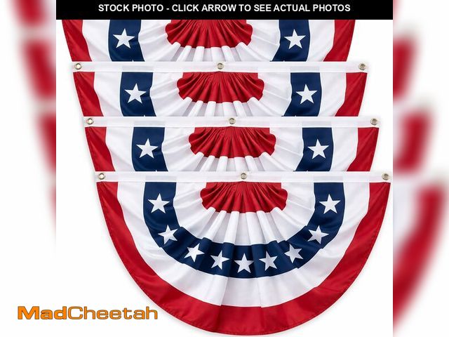 Lot 74-14263759 - 3x6 FT American Bunting Flags Outdoor, 4th of July Pleated Large Fan Flags, USA Patriotic Banner Dec...