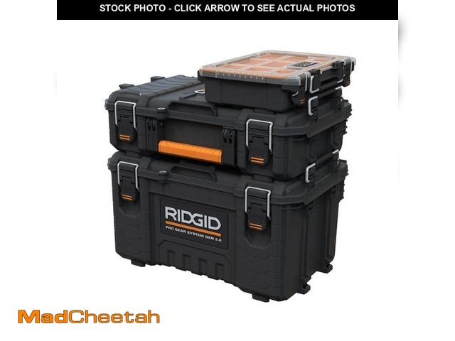 Lot 74-12784170 - *MIDDLE SIZE CASE ONLY* RIDGID Pro Gear System Gen 2.0 Stackable Tool box, Durable Power Tool Case, ...