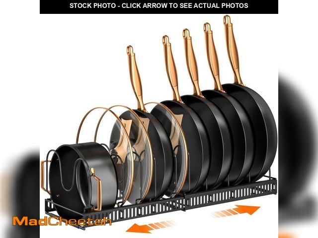 Lot 74-13952617 - MUDEELA Pots and Pans Organizer Rack for under Cabinet, Expandable 11.81''-22.85'' Pot Lid Kitchen C...