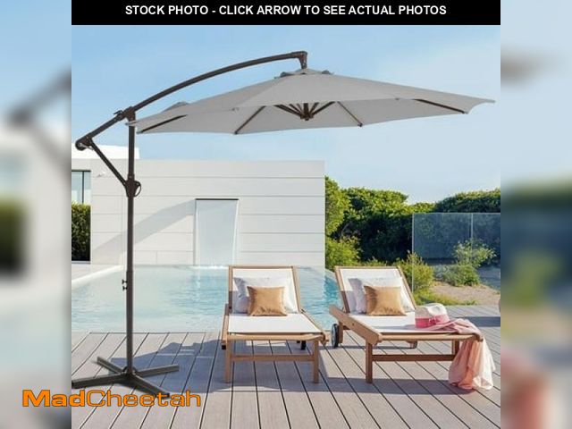 Lot 74-12158973 - JUSTLET 10  Outdoor Hanging Offset Cantilever Umbrella for Patio(No Base)  Light Grey - USED