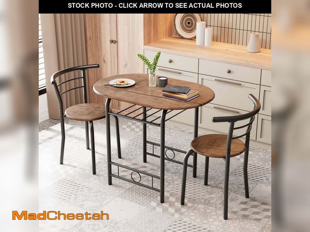 Lot 74-12550373 - Homall 3 Piece Wood and Metal Dining set, Small dining table for 2 ,for Living Room, Dining Room, Ki...