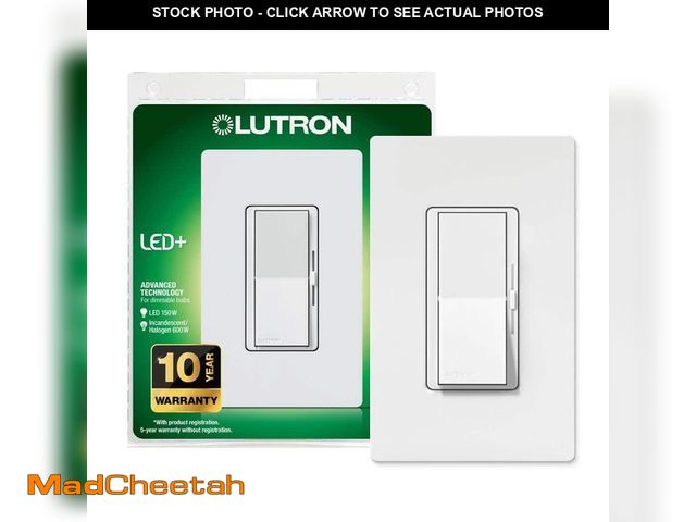 Lot 74-12778105 - Lutron Diva LED+ Dimmer Switch with Wallplate for Dimmable LED Bulbs, 150-Watt/Single-Pole or 3-Way,...