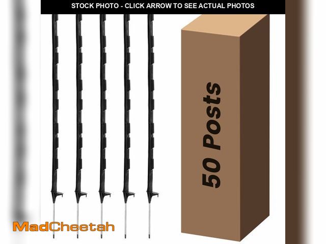 Lot 74-14612632 - Toriexon Electric Fence Posts 50 Pack, Black 48 inch Step in Fence Posts - USED