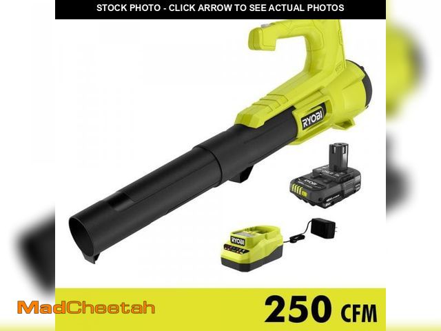 Lot 74-12087121 - RYOBI ONE+ 18V 90 MPH 250 CFM Cordless Battery Leaf Blower/Sweeper with 2.0 Ah Battery and Charger -...