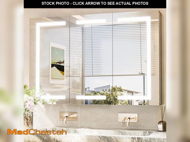 Lot 74-12262705 - TokeShimi 48x32 Lighted Medicine Cabinet with Mirrored and Sockets, Anti-Fog Surface or Recessed Med...