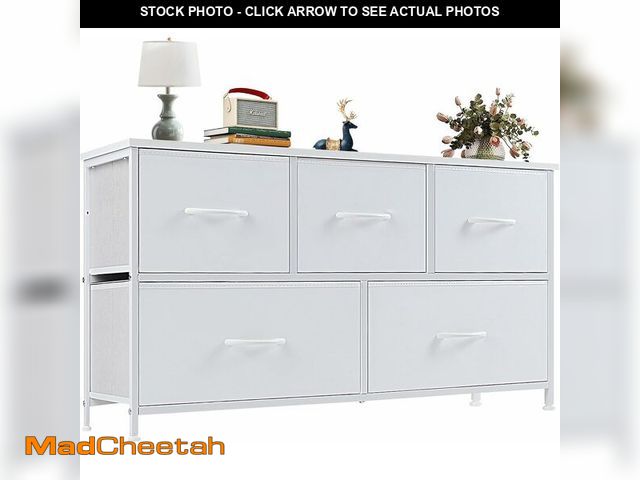 Lot 74-14068305 - OLIXIS Dresser for Bedroom with 5 Drawers, Wide Chest of Drawers, Fabric Bedroom Dresser with Drawer...