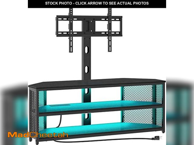 Lot 74-12098464 - Rolanstar TV Stand with Mount and Power Outlet, Swivel TV Stand with LED Lights for 32/45/55/60/65/7...