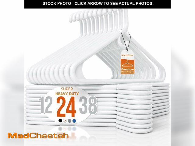 Lot 74-14427364 - HOUSE DAY Heavy Duty Plastic Hangers 24 Pack - Thick White Clothes Hangers - UNUSED