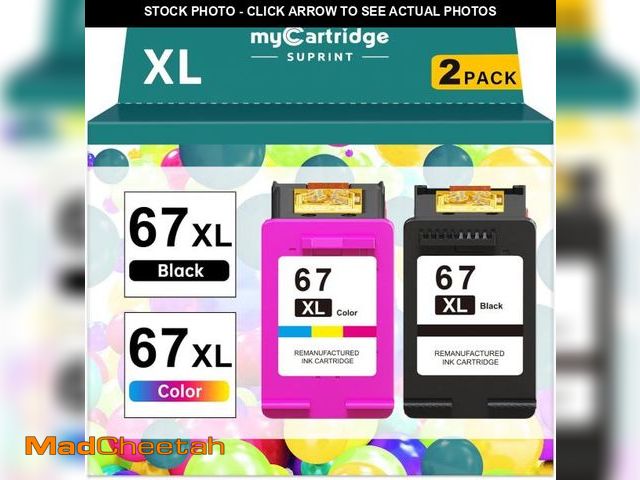 Lot 74-12322880 - 67XL HP Printer Ink for HP Ink 67 Replacement for HP 67 Ink Cartridges Black/Color Combo Pack HP67 D...