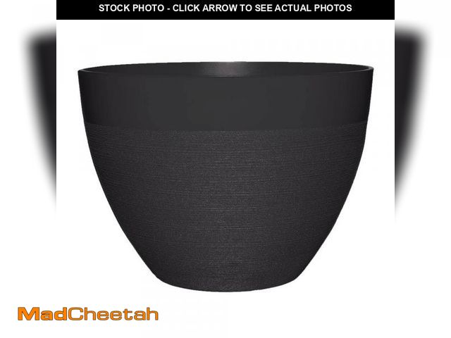 Lot 74-12462855 - CHG CLASSIC HOME &amp; GARDEN Decatur Large Black Resin Lightweight Round Planter with Optional Drai...