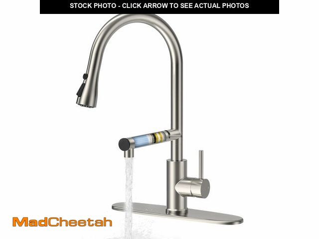Lot 74-12435897 - FEELSO Kitchen Faucets, Upgraded Filter Water Kitchen Faucet with Pull Down Sprayer, Brushed Nickel ...