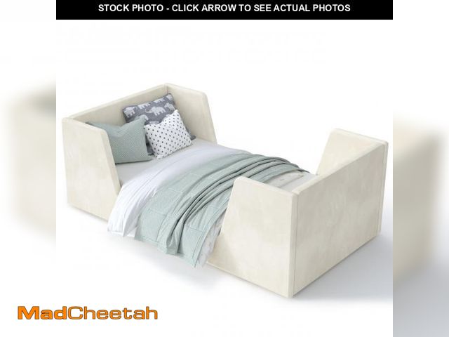 Lot 74-12540513 - (MISSING HARDWARE)(ONE BOARD IS CRACKED)  Toddler Bed, Toddler Floor Bed Frame with Guard Rails, Kid...
