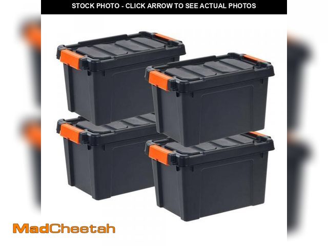 Lot 74-12463756 - IRIS 5 gal. Heavy-Duty Stackable Storage Tote (Set of 4) - UNUSED