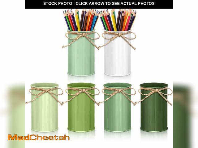 Lot 74-14425460 - Domensi 6 Pcs Small Green Farmhouse Vase with Twine Bow for Table Centerpieces 4.53"H x 2.76"W Rusti...