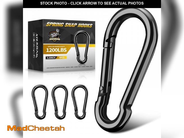 Lot 74-12432038 - 4Pcs Spring Snap Hooks, 5.5Ã¢â¬Â Carabiner Clip, 1200lbs Heavy Duty Rope Connector, Large Carabine...