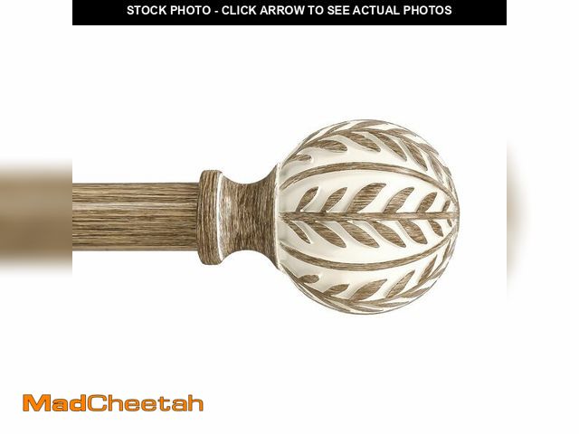 Lot 74-14271543 - QDWIS Boho Wood Curtain Rods for Windows 48 to 84 inch,1" Adjustable Heavy Duty Window Curtain Rod w...