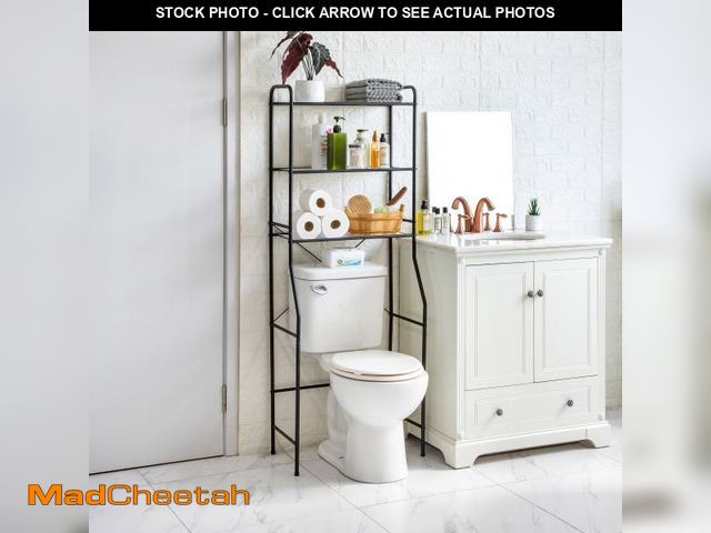 Lot 74-12536675 - Mainstays Home Bathroom Adjustable 3-Shelf over-the-Toilet Steel Storage Shelf Unit with 3 Liners, M...
