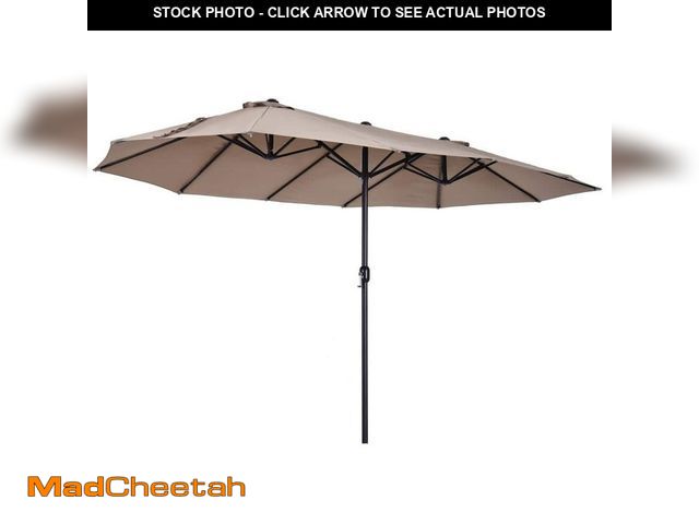 Lot 74-14290978 - Outsunny 15 ft. Steel Rectangular Outdoor Double Sided Market Patio Umbrella with UV Sun Protection ...