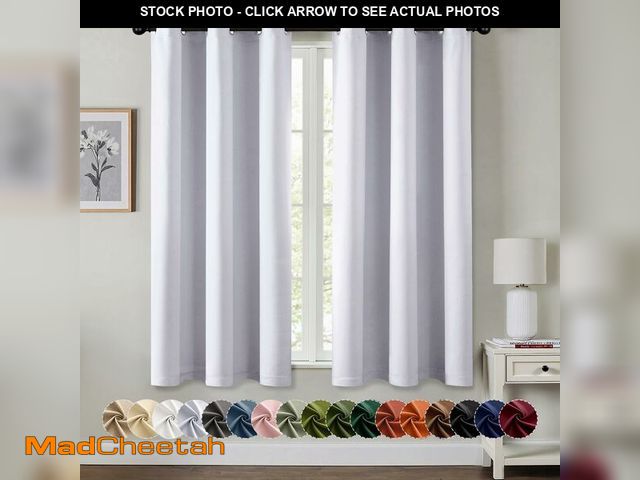 Lot 74-13952422 - MIULEE Greyish White Blackout Curtains for Bedroom Living Room 63 Inches Long 2 Panels, Thermal Insu...