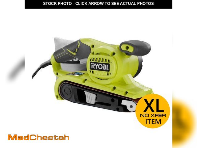 Lot 74-12792791 - (MISSING SANDING PAD) RYOBI 6 Amp Corded 3 in.W x 18 in.L Portable Belt Sander - USED