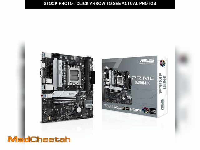 Lot 74-13566387 - ASUS Prime B650M-K AMD Ryzen AM5 B650 Micro-ATX Motherboard (DDR5, PCIe 5.0 M.2 Support, 2.5Gb Ether...