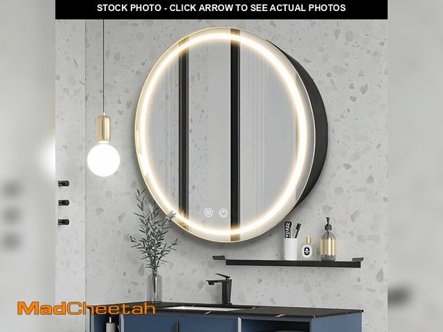 Lot 74-13927139 - Janboe 28inch Round Medicine Cabinet with Lights,Led Medicine Cabinet with Defogger,Illuminated Mirr...