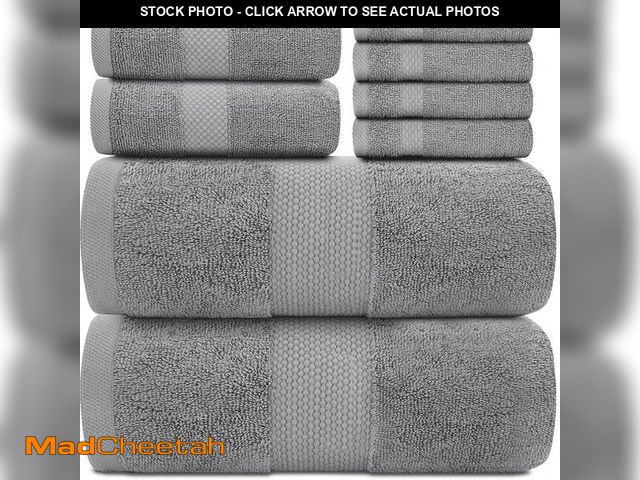 Lot 74-11558858 - White Classic Luxury Bath Towel Set of 8 Pieces - 100% Turkish Cotton Highly Absorbent Towels for Ba...
