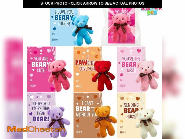 Lot 74-13544595 - JOYIN 28 Packs Valentine's Day Gift Cards with Mini Bears Plush Toy Party Favors, Mini Stuffed Plush...