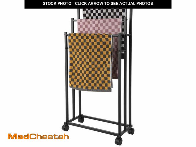 Lot 74-12679382 - 3-Tier Towel Rack with Wheels, Tall Free Standing Tower Organizer for Bathroom, Carbon Steel Rolling...