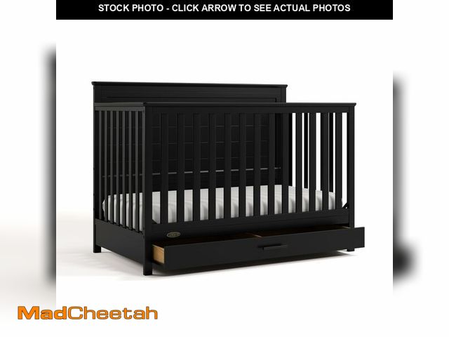 Lot 74-12570332 - (BROKEN PIECE) Graco Tristan 5-in-1 Convertible Crib with Drawer (Black) Ã¢â¬â GREENGUARD Gold Ce...