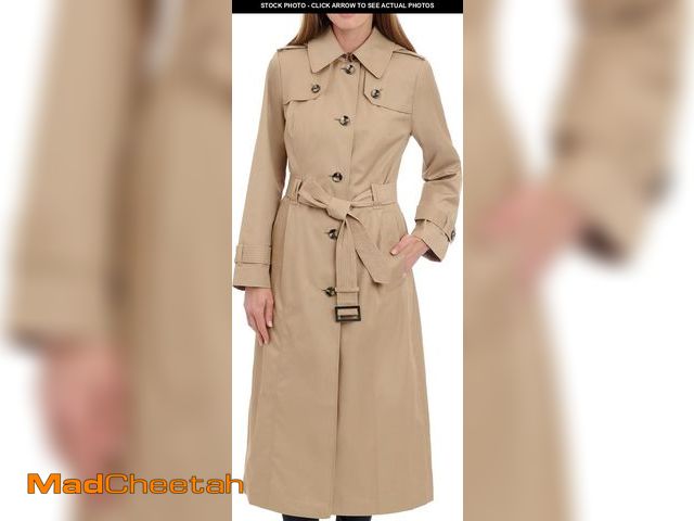 Lot 74-12398129 - London Fog Women's Single Breasted Long Trench Coat with Epaulettes and Belt, BR Khaki, Medium - UNU...