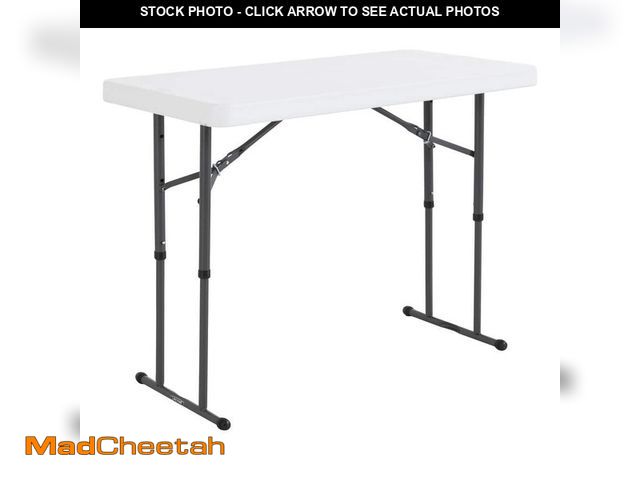 Lot 74-13822383 - Lifetime 4 ft. White Granite Resin Adjustable Height Commercial Folding Table - UNUSED