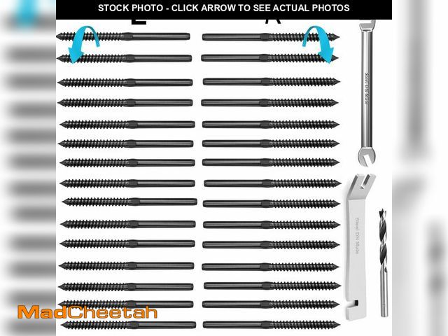 Lot 74-14064949 - Steel DN Mate Black T316 Stainless Steel Left&amp;Right Handed Thread Swage Lag Screws for Wood Post...
