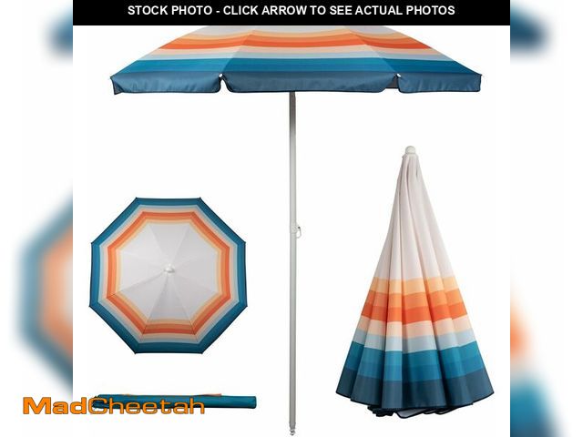 Lot 74-12544304 - PICNIC TIME 5.5 Ft Portable Beach Umbrella, Lightweight UV Protection Sunshade with Tilt Pole &amp; ...