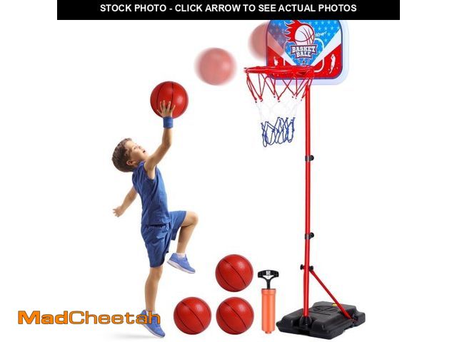 Lot 74-12513232 - JoyStone Kids Basketball Hoop Adjustable Height 2.9 ft-6.2 ft, Toddler Basketball Hoop Indoor Outdoo...
