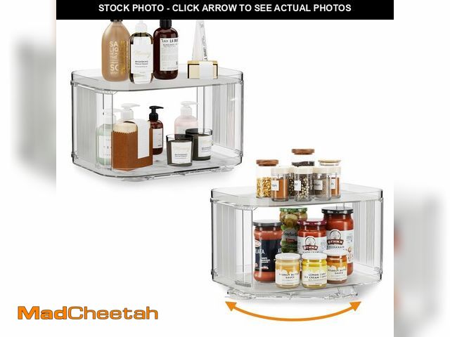 Lot 74-13563921 - FIRJOY Lazy Susan Organizer for Cabinet, Pantry, Countertop (2 Tier 14" x 10" Clear - 2 Pack, Rectan...