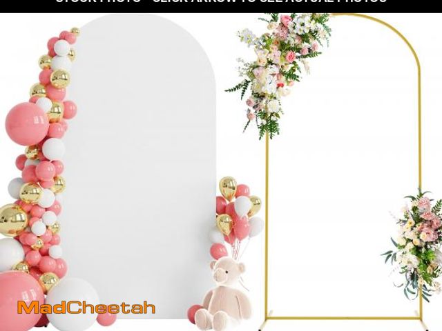 Lot 74-12315274 - Wokceer 7.2 FT Wedding Arch Backdrop Stand and White Arch Cover, Metal Arch Stand with Arch Stand Co...