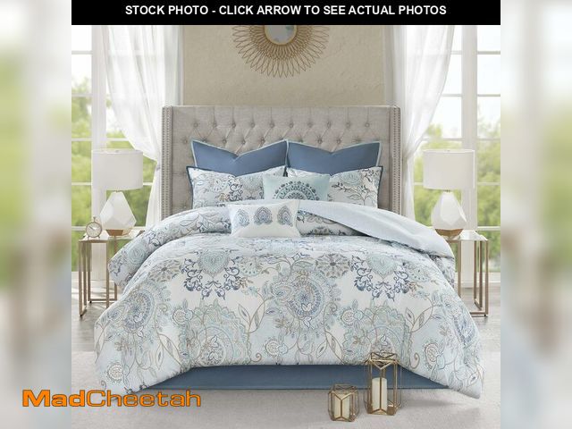 Lot 74-13844665 - Madison Park Reversible 100% Cotton Comforter Season Set, Matching Bed Skirt, Decorative Pillows, Ca...