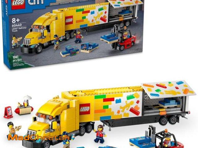Lot 74-12147753 - LEGO City Yellow Delivery Truck Toy, Comes with a Semitruck Model, Forklift and 4 Minifigures for Pr...
