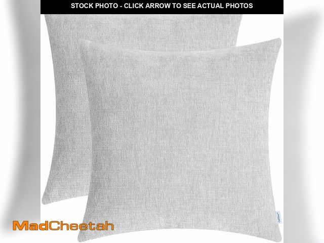 Lot 74-10956224 - CaliTime Pack of 2 Cozy Throw Pillow Covers Cases for Couch Sofa Home Decoration Solid Dyed Soft Che...