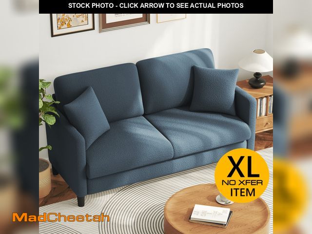 Lot 74-13108484 - Neche 65" Sofa Couch for Living Room Office Small Space, Comfy Loveseat in a Box, Blue - UNUSED