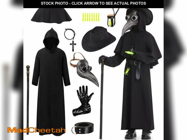 Lot 74-12973442 - IEEILULU Plague Doctor Costume Kids, 19 Pieces Plague Doctor Outfit Set Renaissance Medieval Robes w...
