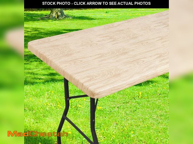 Lot 74-14431920 - Smiry Rectangle Table Cloth Cover, Waterproof Elastic Fitted Picnic Tablecloth for 6 Foot Tables, Wi...
