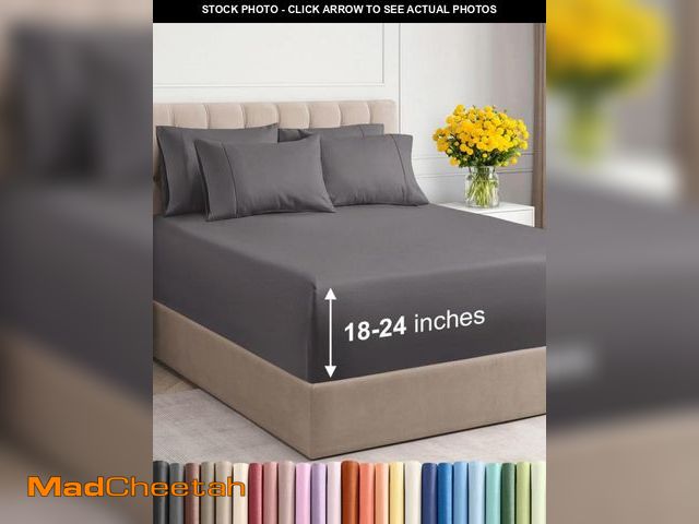 Lot 74-12114320 - Extra Deep King Sheet Set - 6 Piece Breathable &amp; Cooling Sheets - Hotel Luxury Bedding Set w/18-...
