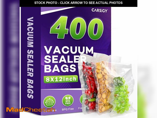 Lot 74-14057789 - CAREGY Vacuum Sealer Bags 400 Quart 8" x 12" with BPA Free for Food Storage Meal Prep or Sous Vide -...