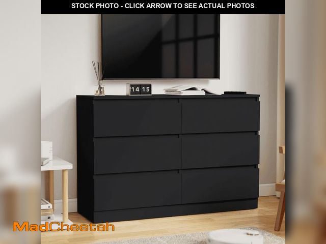 Lot 74-12224975 - Hommpa Black 6 Drawers Dresser for Bedroom, Chest of Drawers TV Stand Dresser for Closet, Wooden Mod...